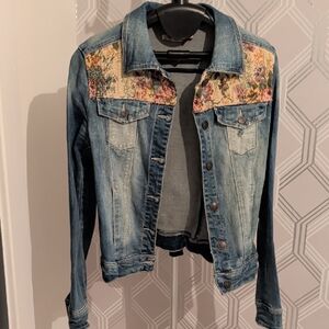 Stradivarius Blue Denim Jacket with Pink Accent